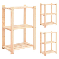 3-Tier Storage Racks 3 pcs 60x38x90 cm Solid Wood Pine 150 kg