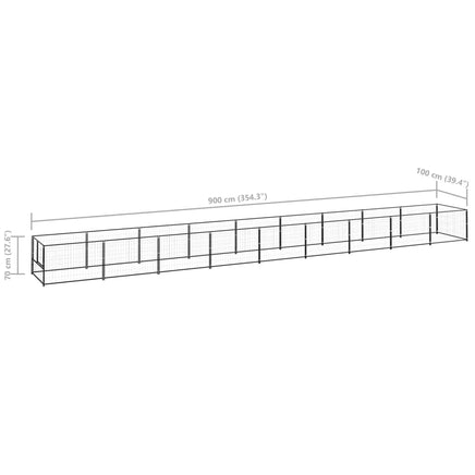 Dog Kennel Black 9 m² Steel