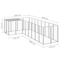 Dog Kennel Silver 6.05 m² Steel