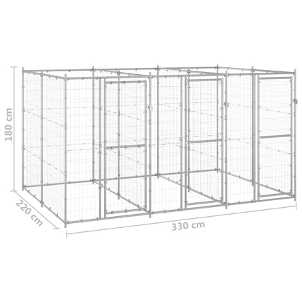 Outdoor Dog Kennel Galvanised Steel 7.26 m²