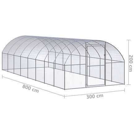 Outdoor Chicken Coop 3x8x2 m Galvanised Steel