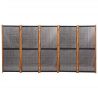 5-Panel Room Divider Black 350x180 cm