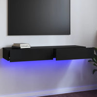TV Cabinet with LED Lights High Gloss Black 120x35x15.5 cm