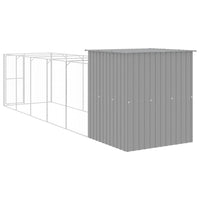 Dog House with Run Light Grey 165x659x181 cm Galvanised Steel