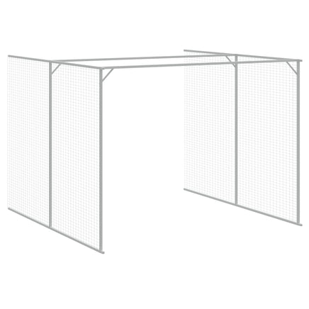 Dog House with Run Light Grey 214x661x181 cm Galvanised Steel