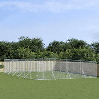 Outdoor Dog Kennel Silver 8x12x2 m Galvanised Steel