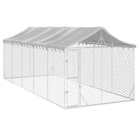 Outdoor Dog Kennel with Roof Silver 3x7.5x2.5 m Galvanised Steel