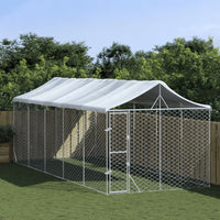 Outdoor Dog Kennel with Roof Silver 3x7.5x2.5 m Galvanised Steel