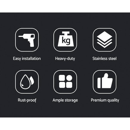 900mm Stainless Steel Wall Shelf Kitchen Shelves Rack Mounted Display Shelving Spring Fever Exclusive Promo Kings Warehouse