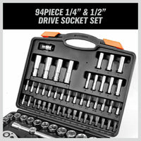 94Pc Socket Ratchet Wrench Set Screwdriver Bits Extension Torx Hex 1/4" 1/2" Dr. Kings Warehouse