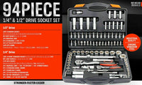 94Pc Socket Ratchet Wrench Set Screwdriver Bits Extension Torx Hex 1/4" 1/2" Dr. Kings Warehouse