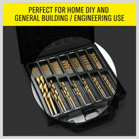 99Pc Drills Set HSS Titanium Coated Wood Plastic Metal Metric 1.5-10mm With Case Kings Warehouse