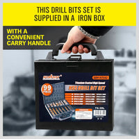 99Pc Drills Set HSS Titanium Coated Wood Plastic Metal Metric 1.5-10mm With Case Kings Warehouse