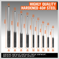 9Pc Roll Pin Punch Set Bolt Catch Gun Building Removing Repair Tool Canvas Pouch Kings Warehouse