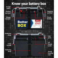 AGM Battery Box 12v Large Deep Cycle Box Portable Solar Caravan Camping