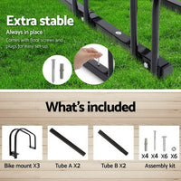3 Bike Stand Rack Bicycle Storage Floor Parking Holder Cycling Black