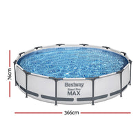 Swimming Pool 366x76cm Steel Frame Round Above Ground Pools w/ Filter Pump 6473L