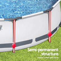 Swimming Pool 366x76cm Steel Frame Round Above Ground Pools w/ Filter Pump 6473L