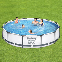 Swimming Pool 366x76cm Steel Frame Round Above Ground Pools w/ Filter Pump 6473L