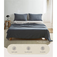 Cosy Club Cotton Bed Sheets Set Navy Grey Cover Double