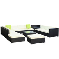 13-Piece Outdoor Sofa Set Wicker Couch Lounge Setting Cover