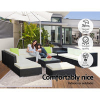 13-Piece Outdoor Sofa Set Wicker Couch Lounge Setting Cover