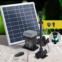 Solar Pond Pump with Battery Kit LED Lights 9.8FT