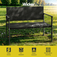 Outdoor Garden Bench Seat Rattan Chair Steel Patio Furniture Park Grey