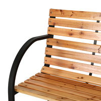 Garden Outdoor Wooden Garden Bench Steel 2 Seater Patio Furniture