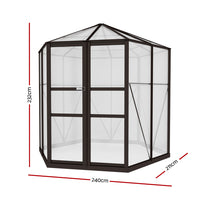 Greenhouse Aluminium 240x211x232 cm Green House Polycarbonate Shed