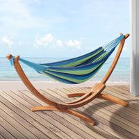 Wooden Hammock Chair with Stand Outdoor Lounger Hammock Bed Timber