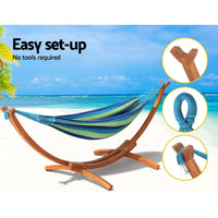 Wooden Hammock Chair with Stand Outdoor Lounger Hammock Bed Timber
