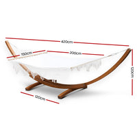 Double Tassel Hammock with Wooden Hammock Stand