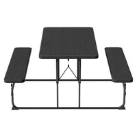 3 PCS Outdoor Dining Set Picnic Patio Bench Set Camp Folding Table HDPE