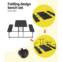 3 PCS Outdoor Dining Set Picnic Patio Bench Set Camp Folding Table HDPE