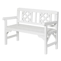 Gardeon Wooden Garden Bench 2 Seat Patio Furniture Timber Outdoor Lounge Chair White
