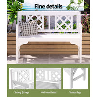 Wooden Garden Bench 2 Seat Patio Furniture Timber Outdoor Lounge Chair White