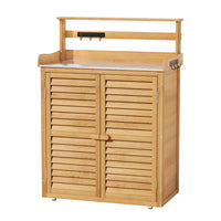 Garden Outdoor Storage Cabinet Box Potting Bench Table Shelf Chest Garden Shed
