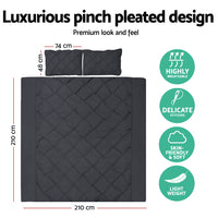 Giselle Bedding Quilt Cover Set Diamond Pinch Black Queen