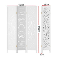 3 Panel Room Divider Screen 132x170cm Circle White