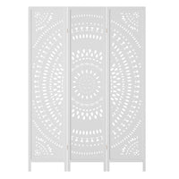3 Panel Room Divider Screen 132x170cm Circle White