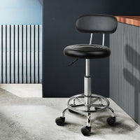 Salon Stool Swivel Chair Backrest Black