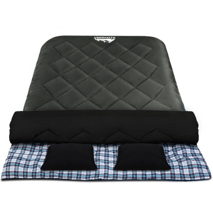 Weisshorn Sleeping Bag Double Pillow Thermal Camping Hiking Tent Grey -10ýÿC