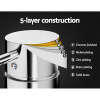 Cefito Basin Mixer Wall Tap Round Brass Faucet Shower Bathtub Chrome