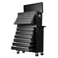 Giantz Tool Box Chest Trolley 16 Drawers Cabinet Cart Garage Toolbox Black