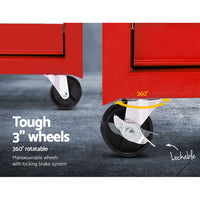 5 Drawer Mechanic Tool Box Cabinet Storage Trolley - Red