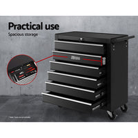 Tool Box Trolley Chest Cabinet 6 Drawers Cart Garage Toolbox Set Black