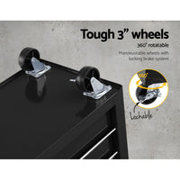 Tool Box Trolley Chest Cabinet 6 Drawers Cart Garage Toolbox Set Black