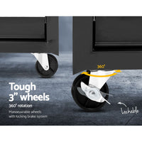 Tool Chest and Trolley Box Cabinet 7 Drawers Cart Garage Storage Black and Silver