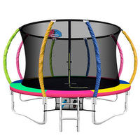 12FT Trampoline for Kids w/ Ladder Enclosure Safety Net Rebounder Colors